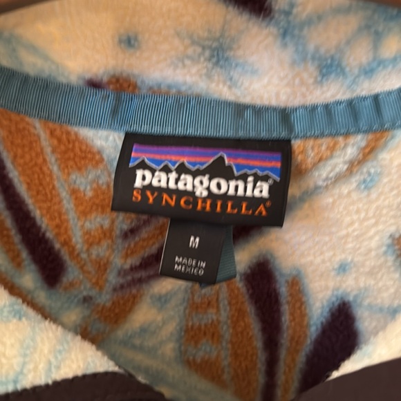 Patagonia Synchilla Owl Beige Size Medium 1/4 snap pullover - Picture 4 of 4